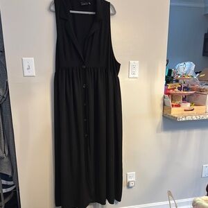 ASOS Black Sleeveless Maxi Dress with Notched Collar